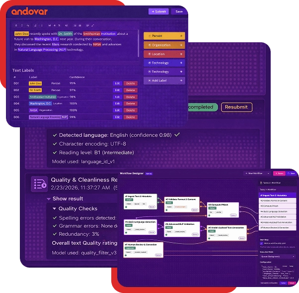 Model‑assisted tagging with expert validation.